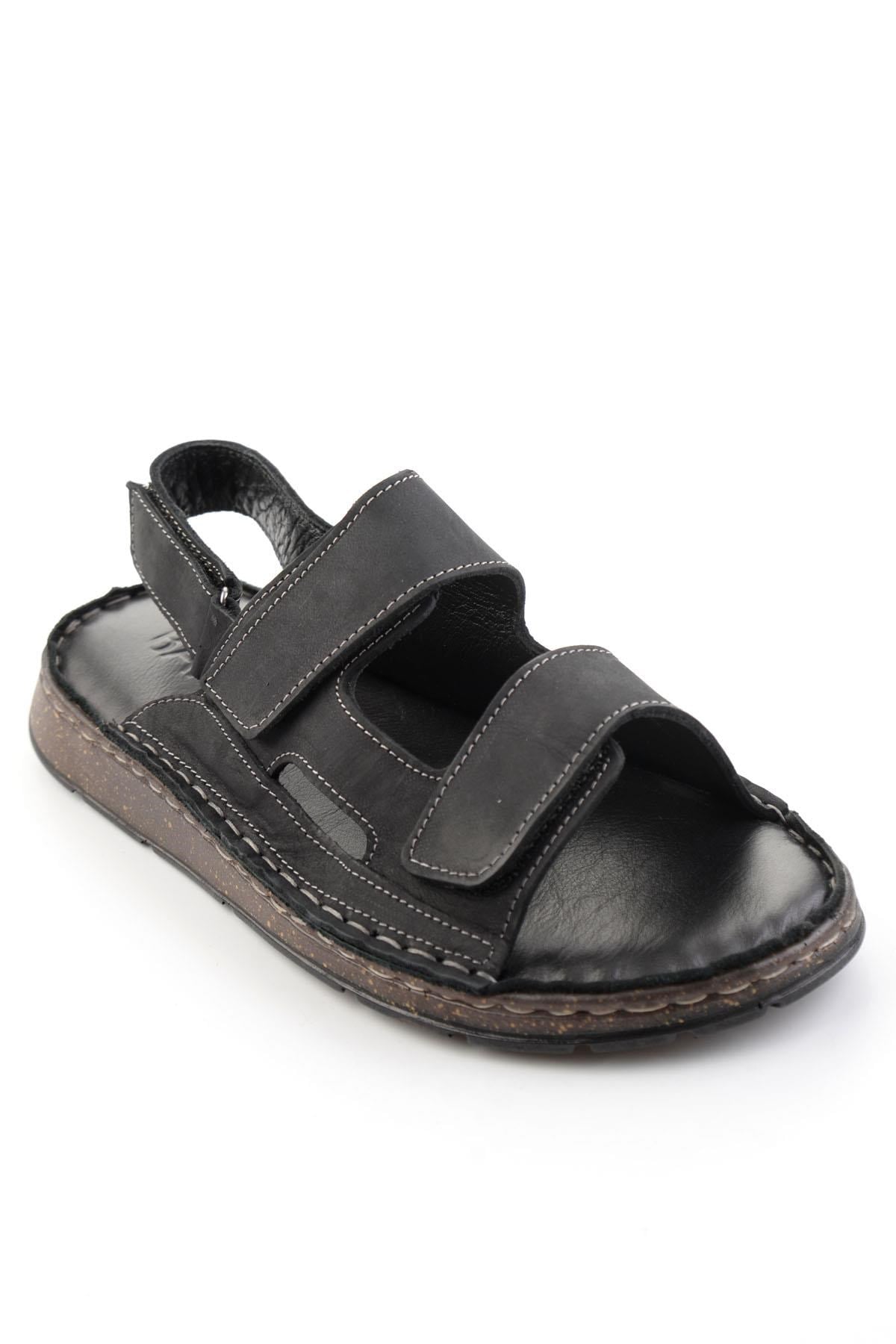 Siyah Hakiki Deri Erkek Sandalet E05433011501