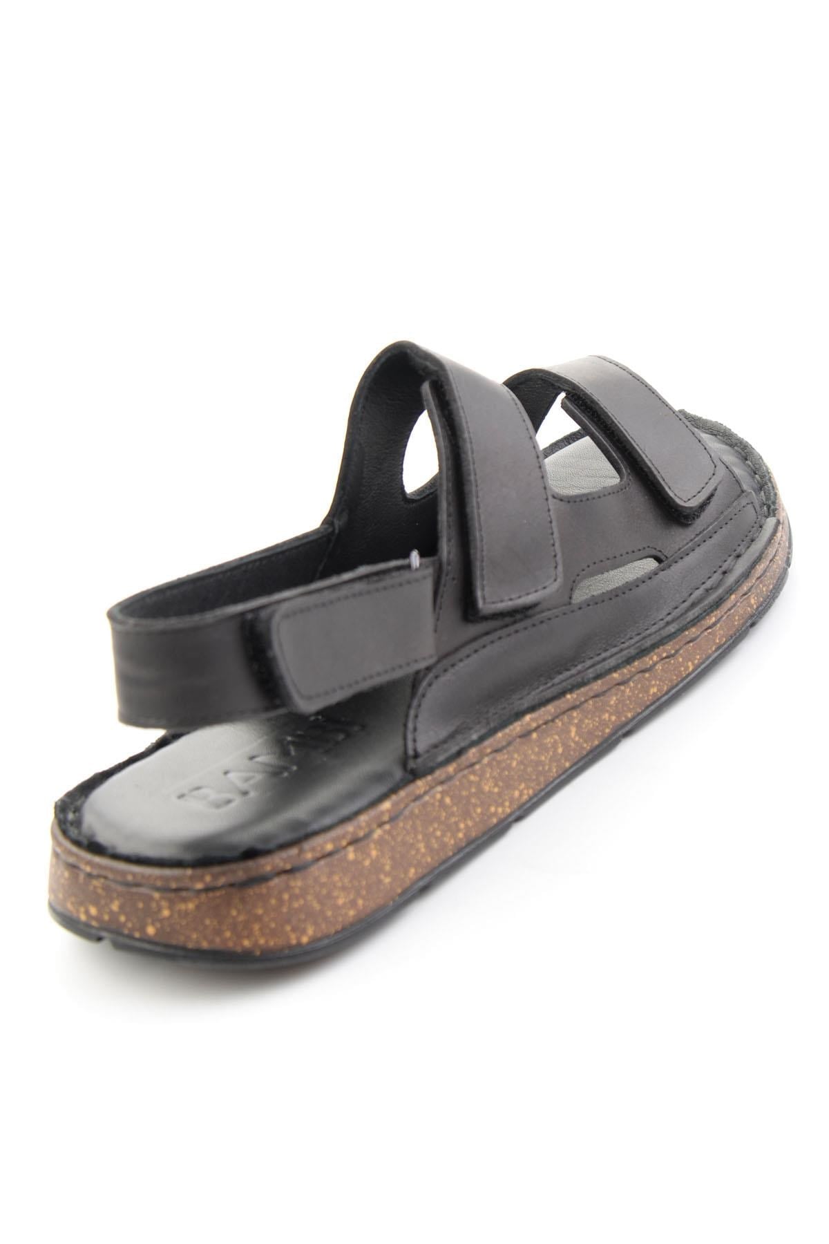 Siyah Hakiki Deri Erkek Sandalet E05433011501