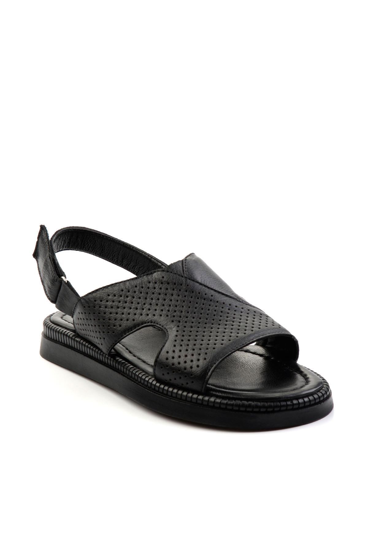 Siyah Hakiki Deri Erkek Sandalet E05557240643