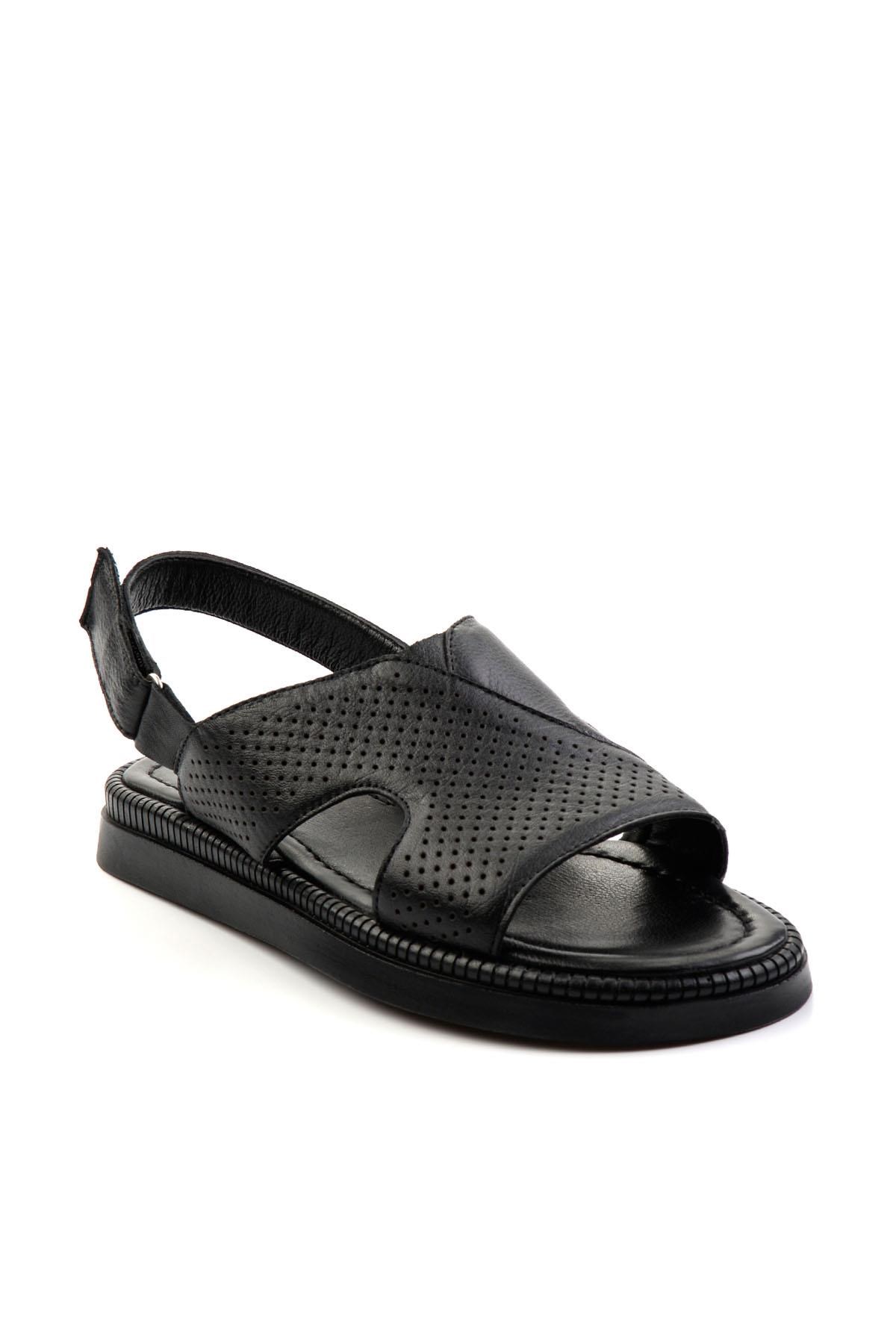 Siyah Hakiki Deri Erkek Sandalet E05557240643