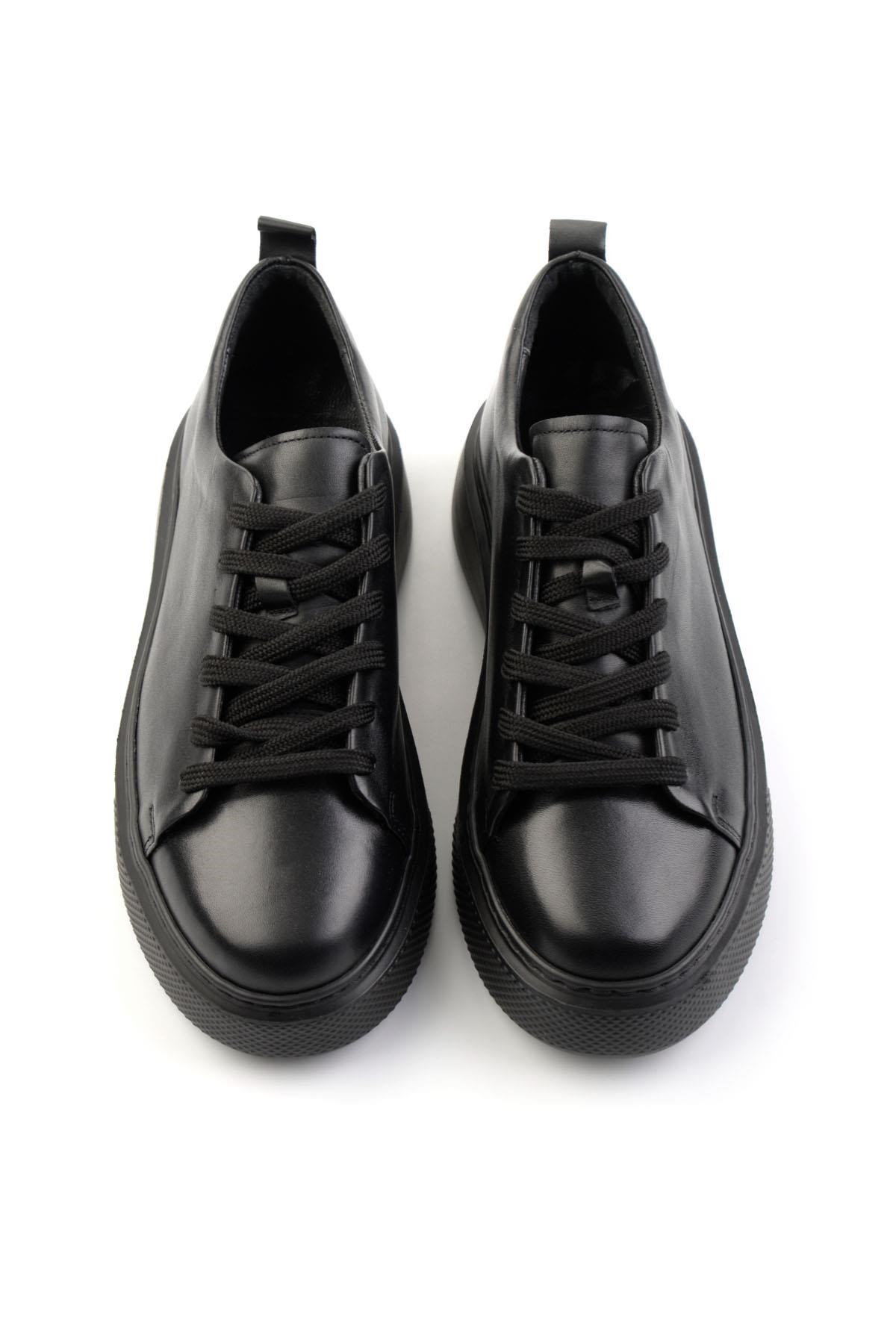 Siyah Hakiki Deri Erkek Sneaker E01011032503