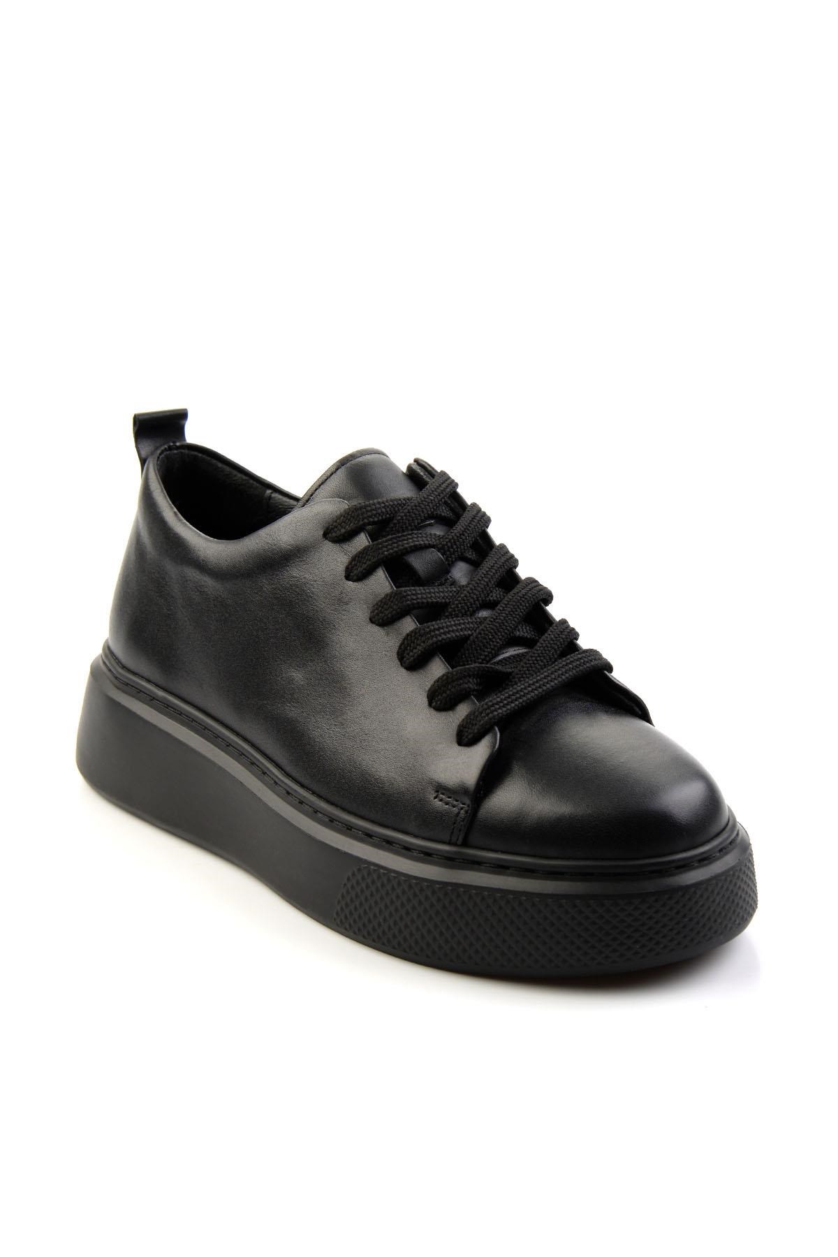 Siyah Hakiki Deri Erkek Sneaker E01011032503