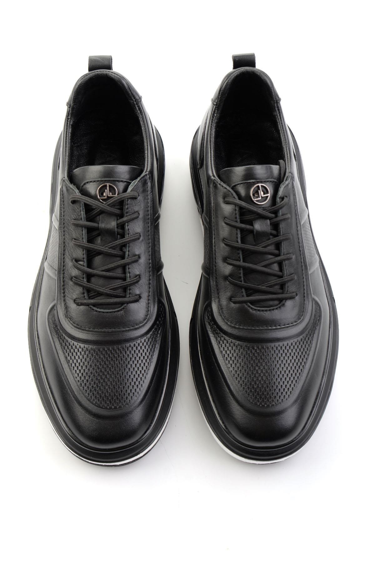 Siyah Hakiki Deri Erkek Sneaker E01018250303