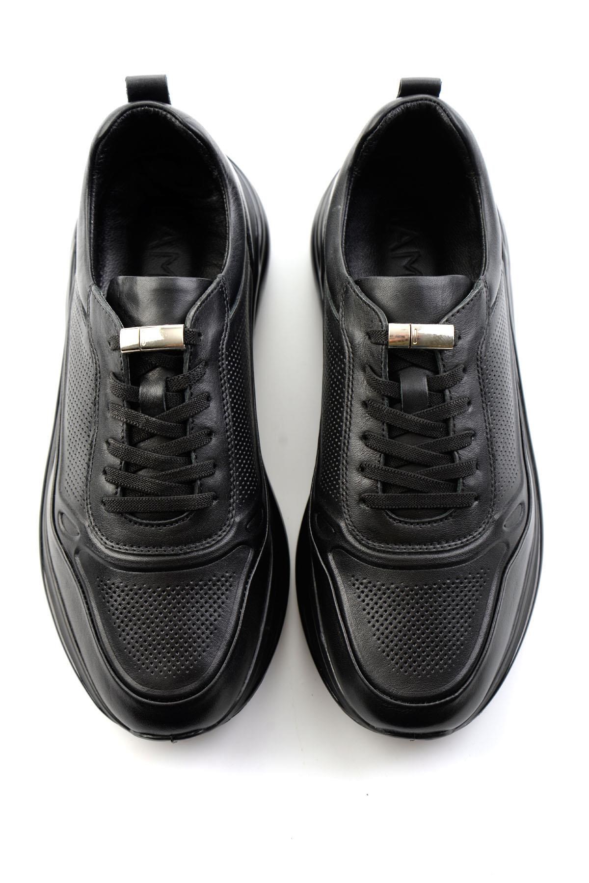 Siyah Hakiki Deri Erkek Sneaker E01018250503