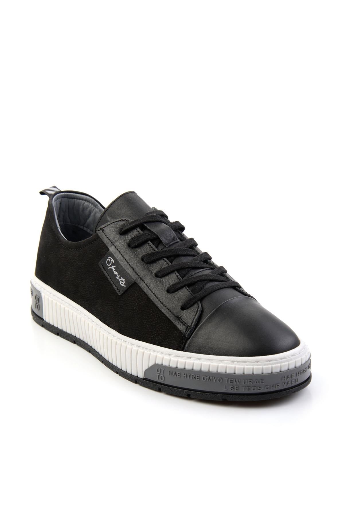 Siyah Hakiki Deri Erkek Sneaker E01018033543