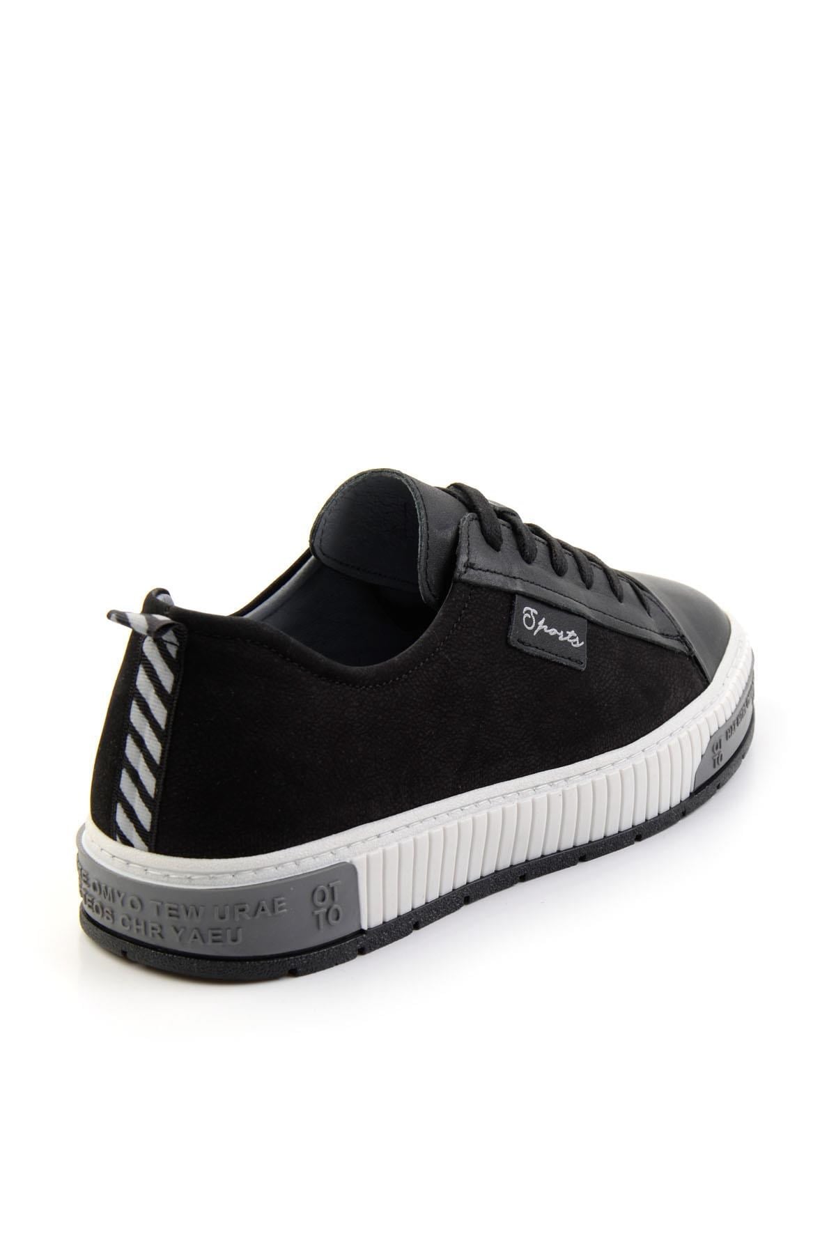 Siyah Hakiki Deri Erkek Sneaker E01018033543