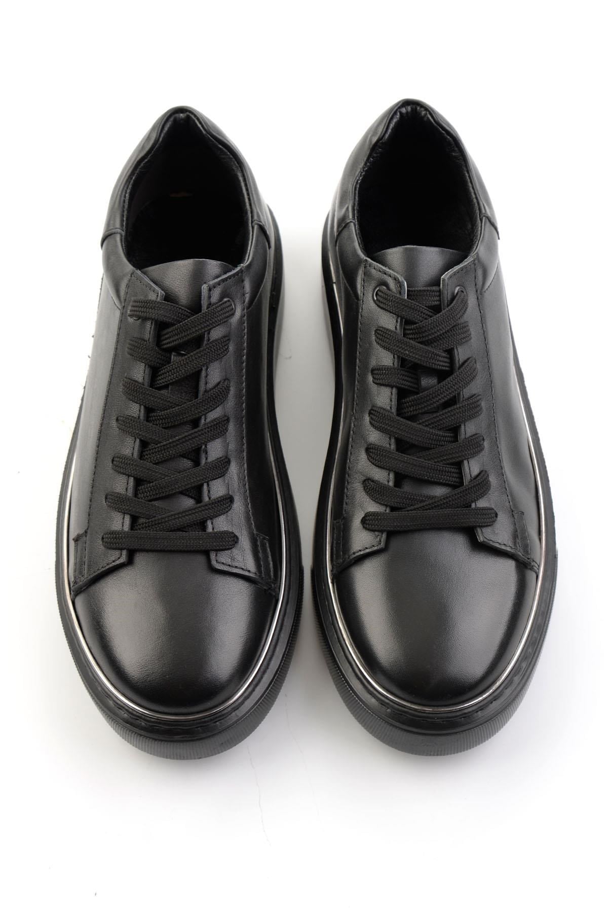 Siyah Hakiki Deri Erkek Sneaker E01054202643