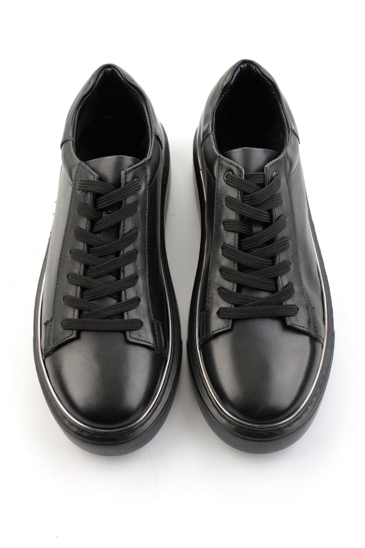 Siyah Hakiki Deri Erkek Sneaker E01054202643