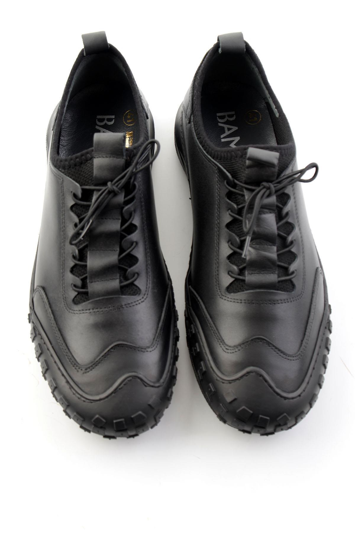 Siyah Hakiki Deri Erkek Sneaker E01076378503