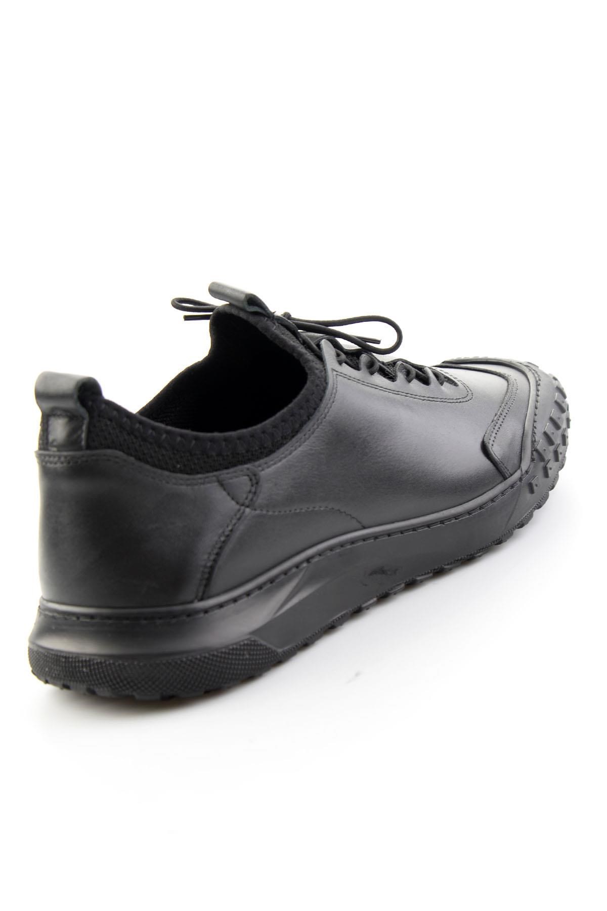 Siyah Hakiki Deri Erkek Sneaker E01076378503