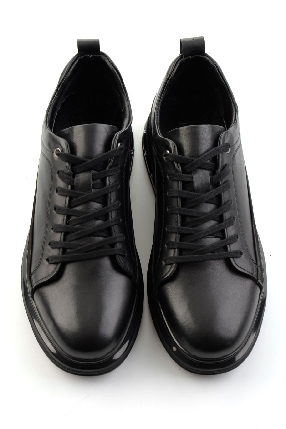 Siyah Hakiki Deri Erkek Sneaker E01080226343