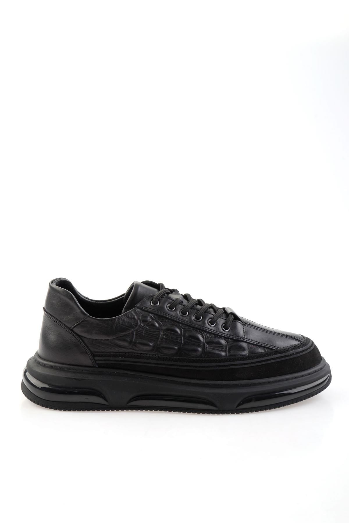 Siyah Hakiki Deri Erkek Sneaker E01080219003
