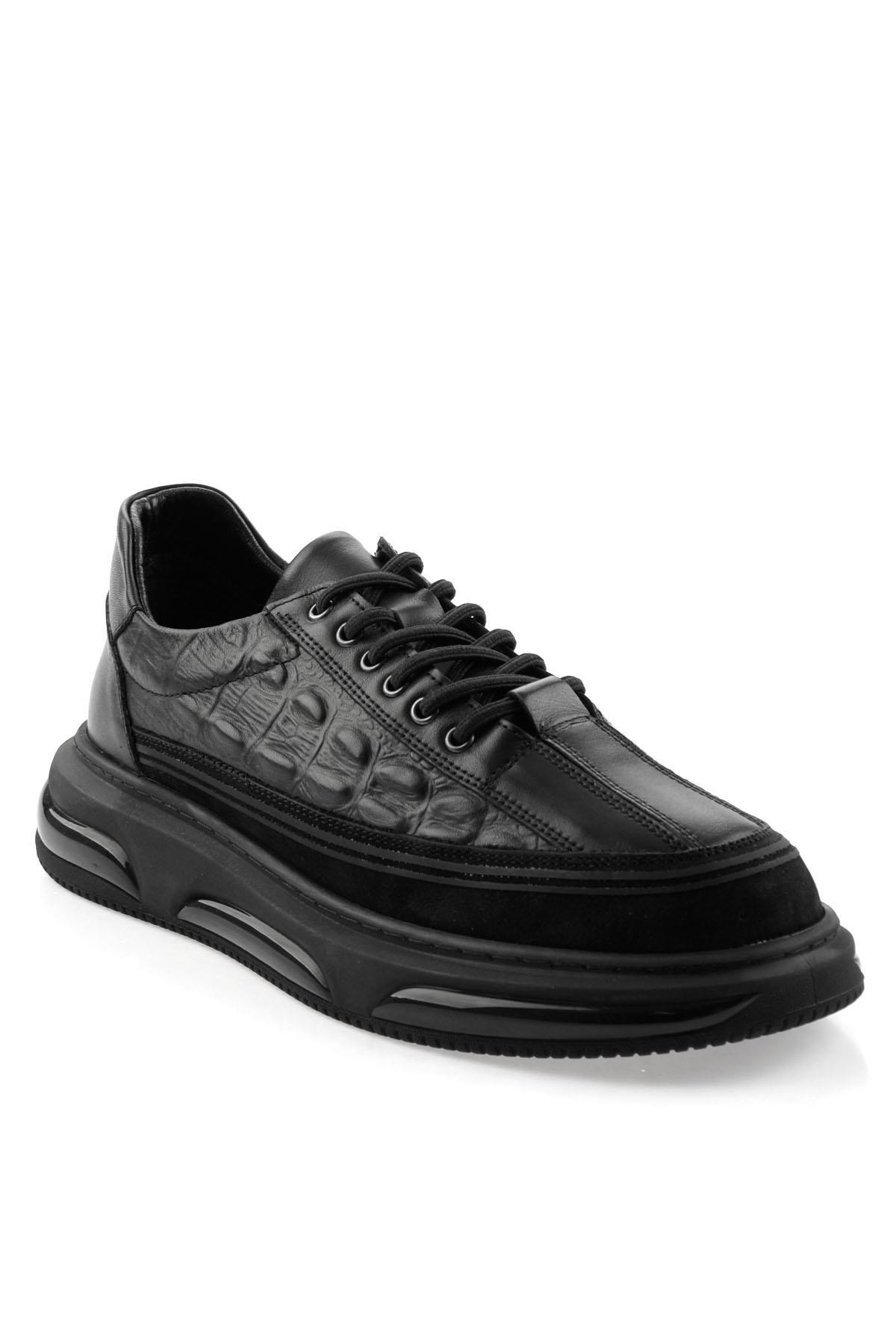 Siyah Hakiki Deri Erkek Sneaker E01080219003