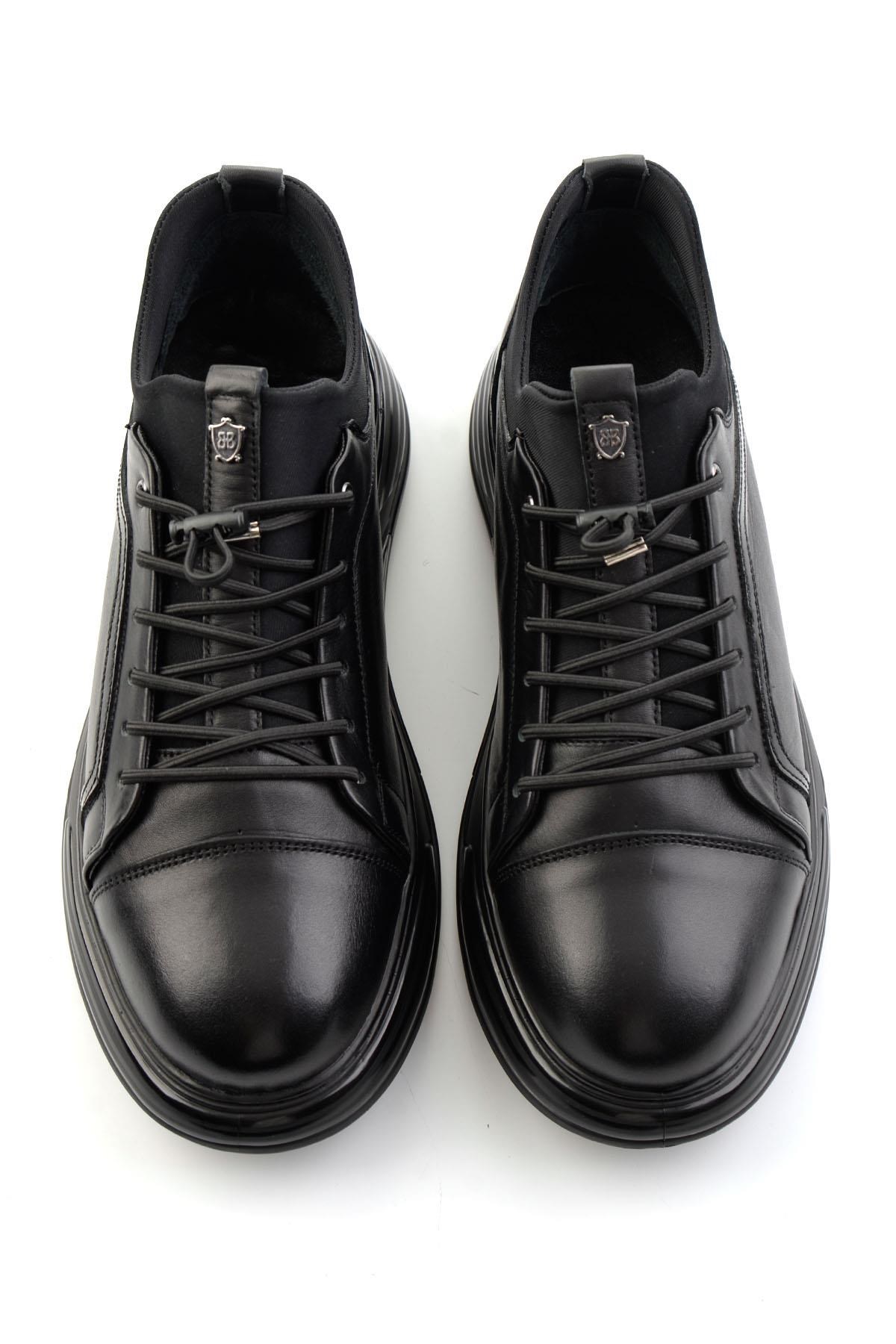 Siyah Hakiki Deri Erkek Sneaker E01080217043