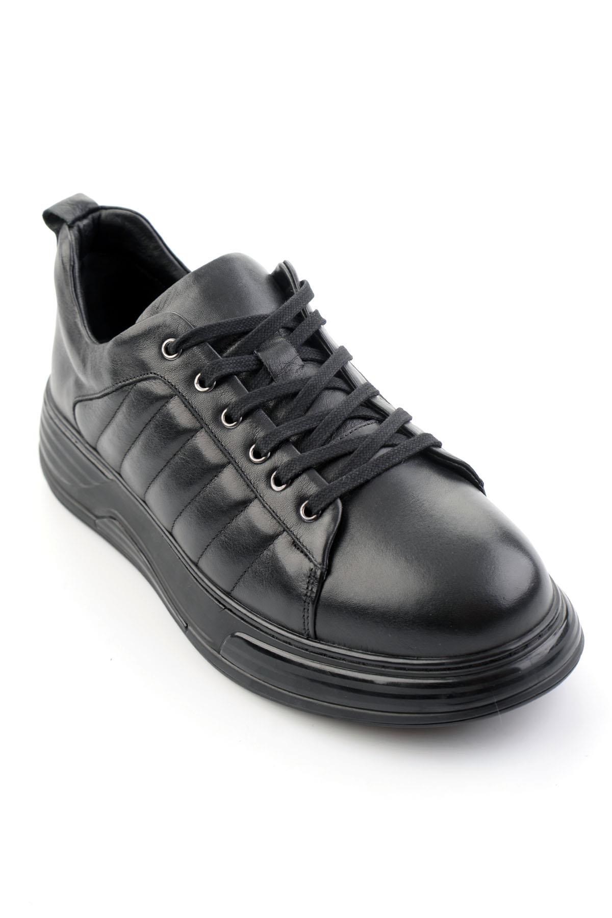 Siyah Hakiki Deri Erkek Sneaker E01080218443