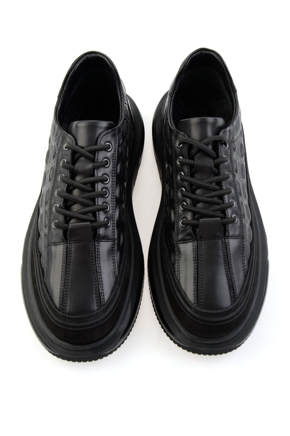 Siyah Hakiki Deri Erkek Sneaker E01080219003