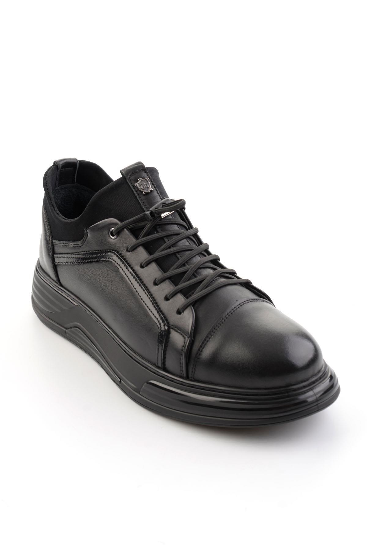Siyah Hakiki Deri Erkek Sneaker E01080217043
