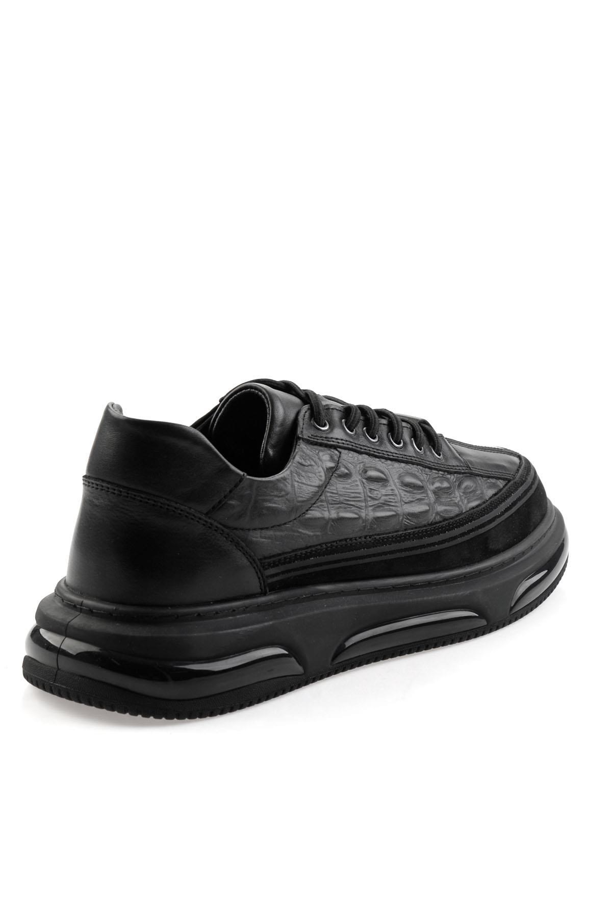 Siyah Hakiki Deri Erkek Sneaker E01080219003