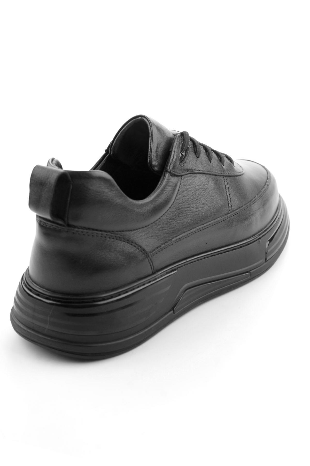 Siyah Hakiki Deri Erkek Sneaker E01080256343