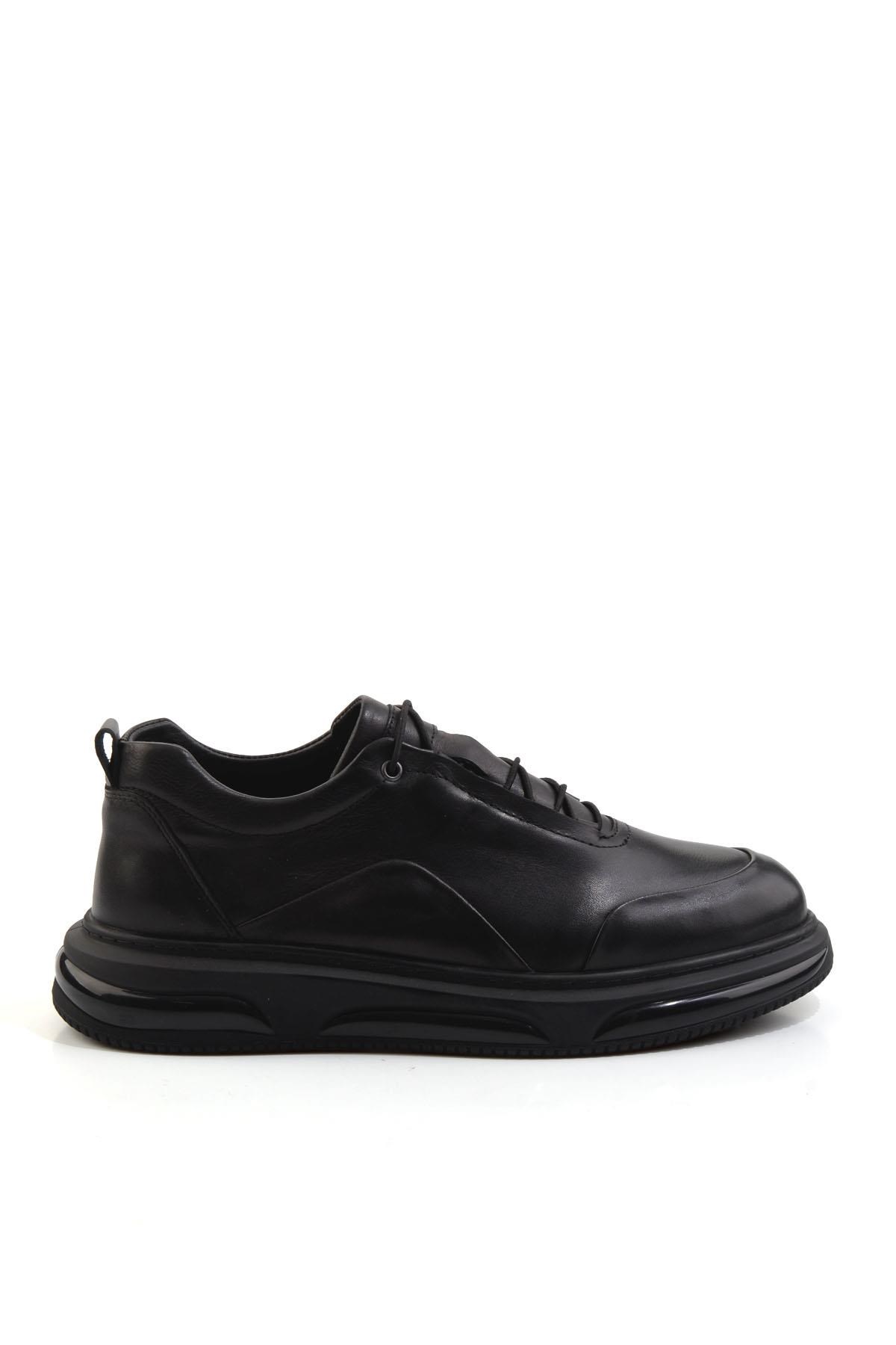 Siyah Hakiki Deri Erkek Sneaker E01080212403
