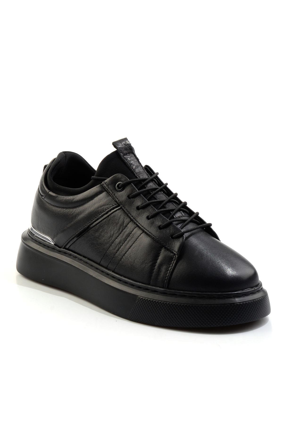 Siyah Hakiki Deri Erkek Sneaker E01082010403