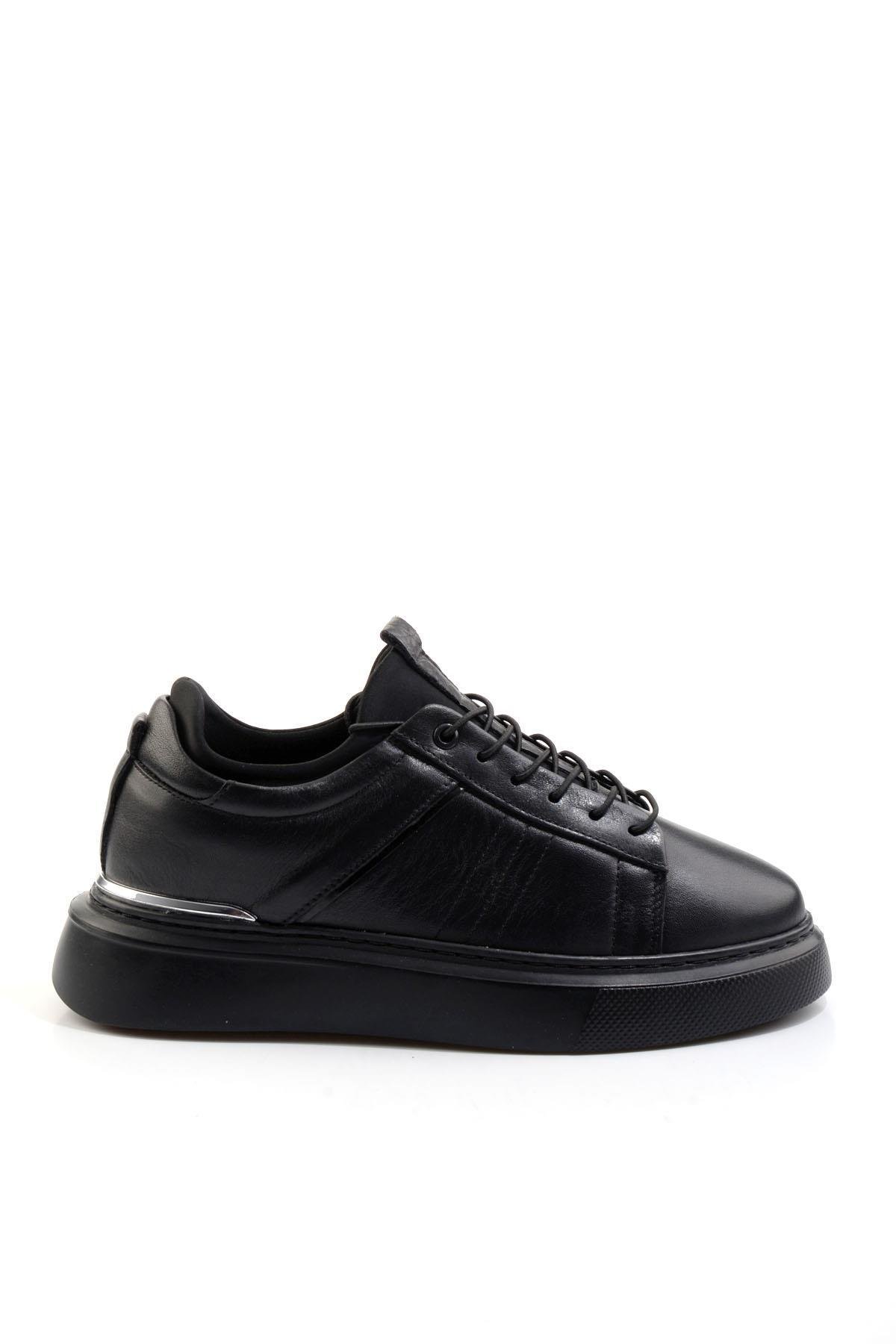 Siyah Hakiki Deri Erkek Sneaker E01082010403