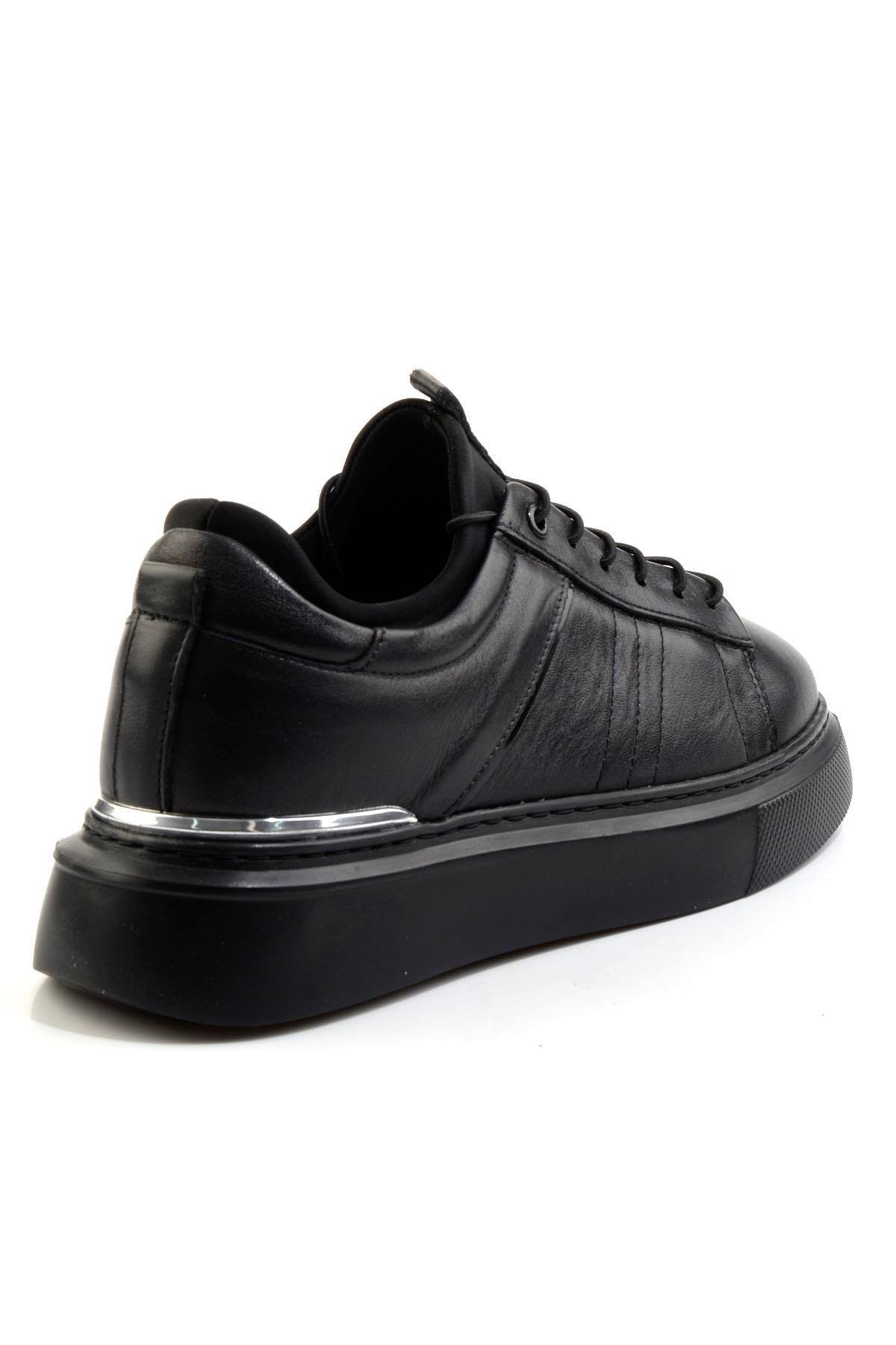 Siyah Hakiki Deri Erkek Sneaker E01082010403
