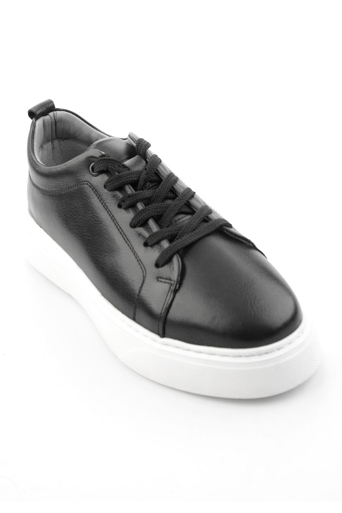 Siyah Hakiki Deri Erkek Sneaker E01082102043