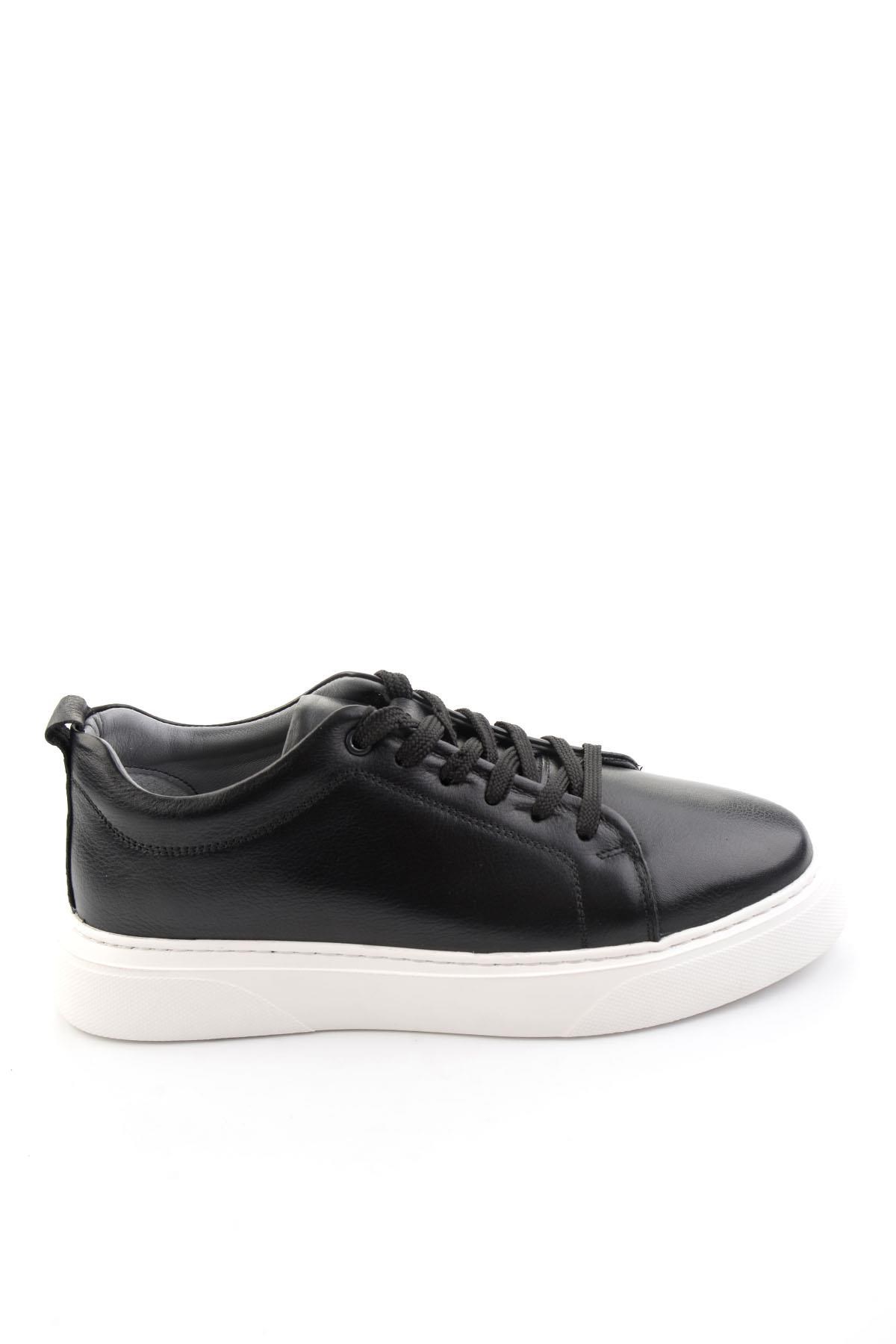 Siyah Hakiki Deri Erkek Sneaker E01082102043