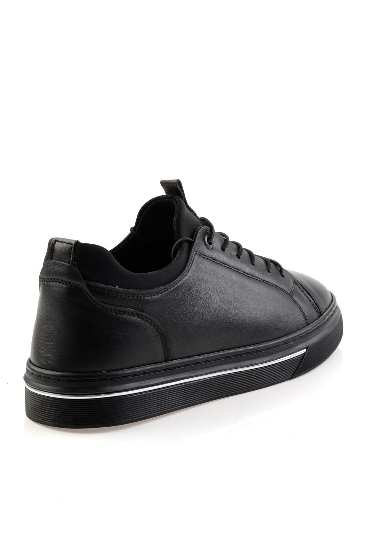 Siyah Hakiki Deri Erkek Sneaker E01082000603