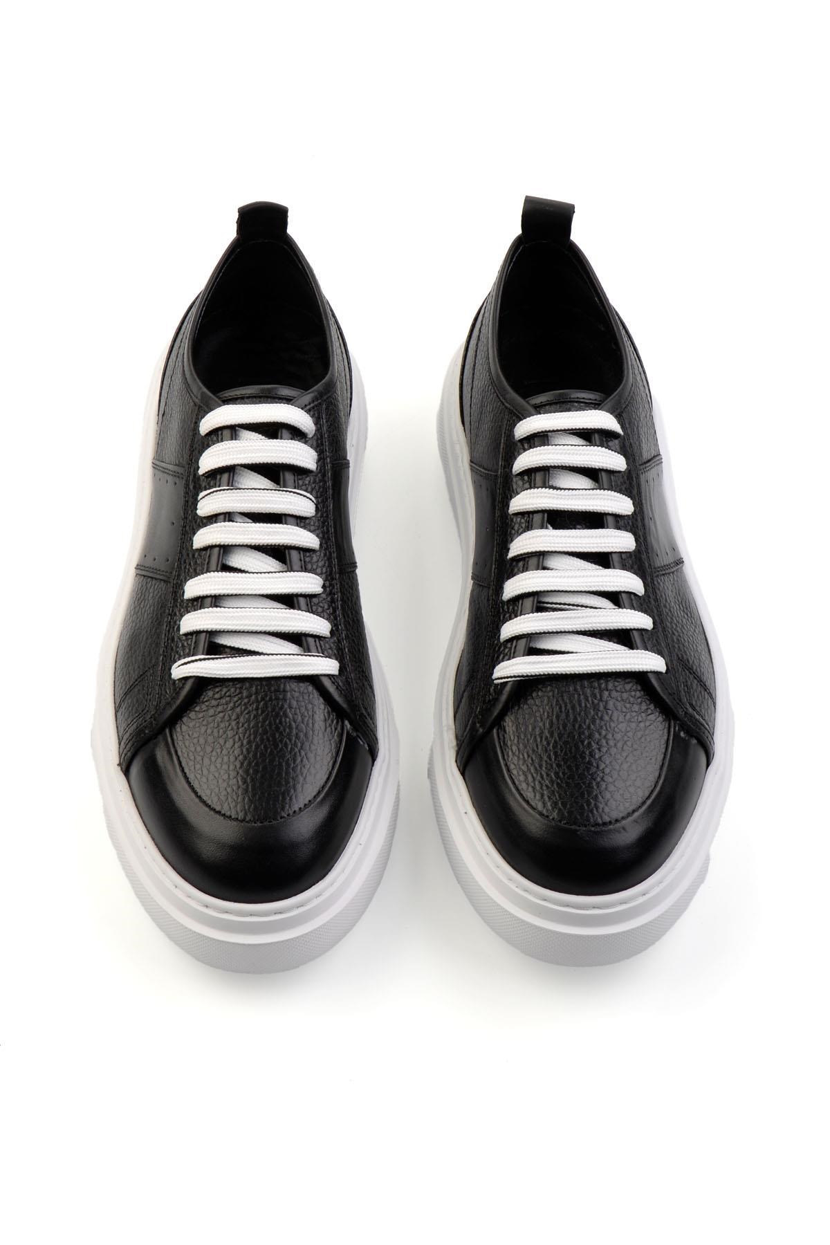 Siyah Hakiki Deri Erkek Sneaker E01083018003
