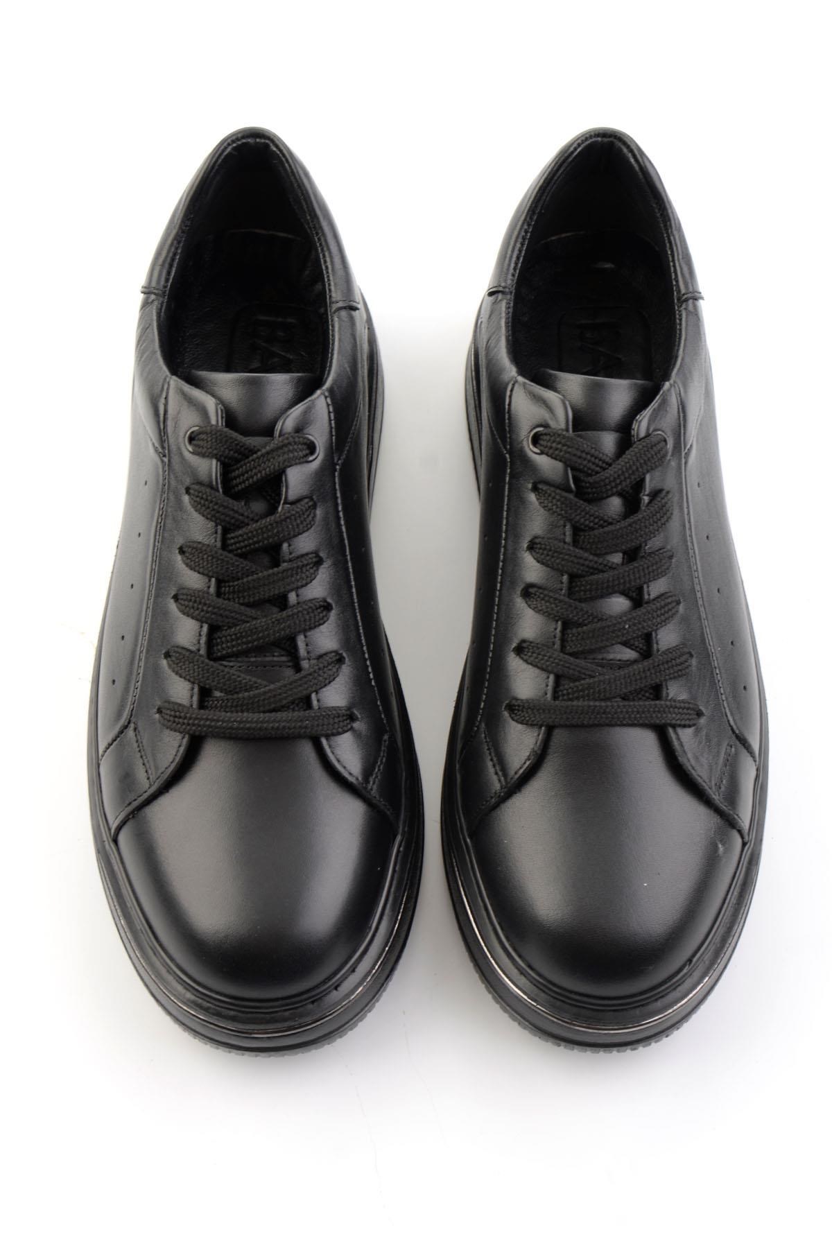 Siyah Hakiki Deri Erkek Sneaker E01089006541