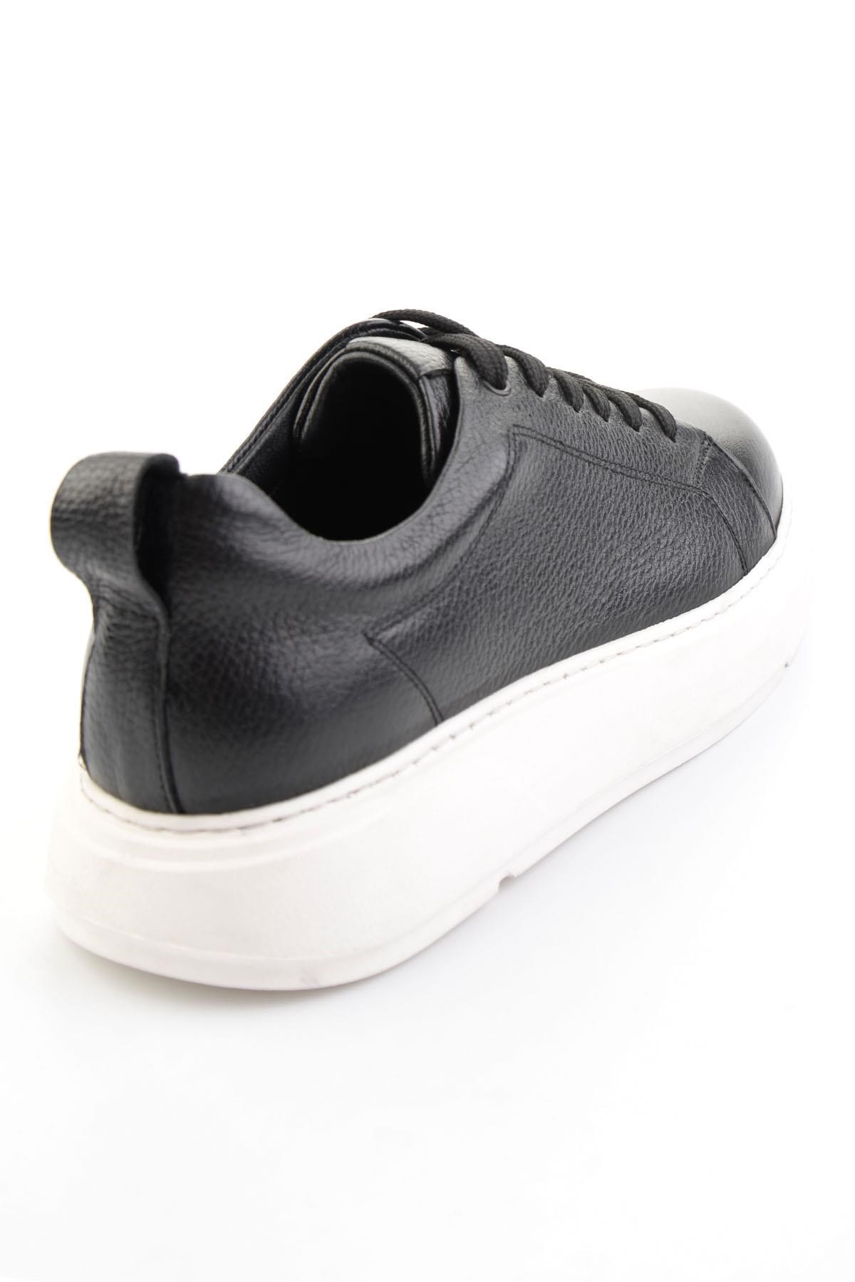 Siyah Hakiki Deri Erkek Sneaker E01089006803