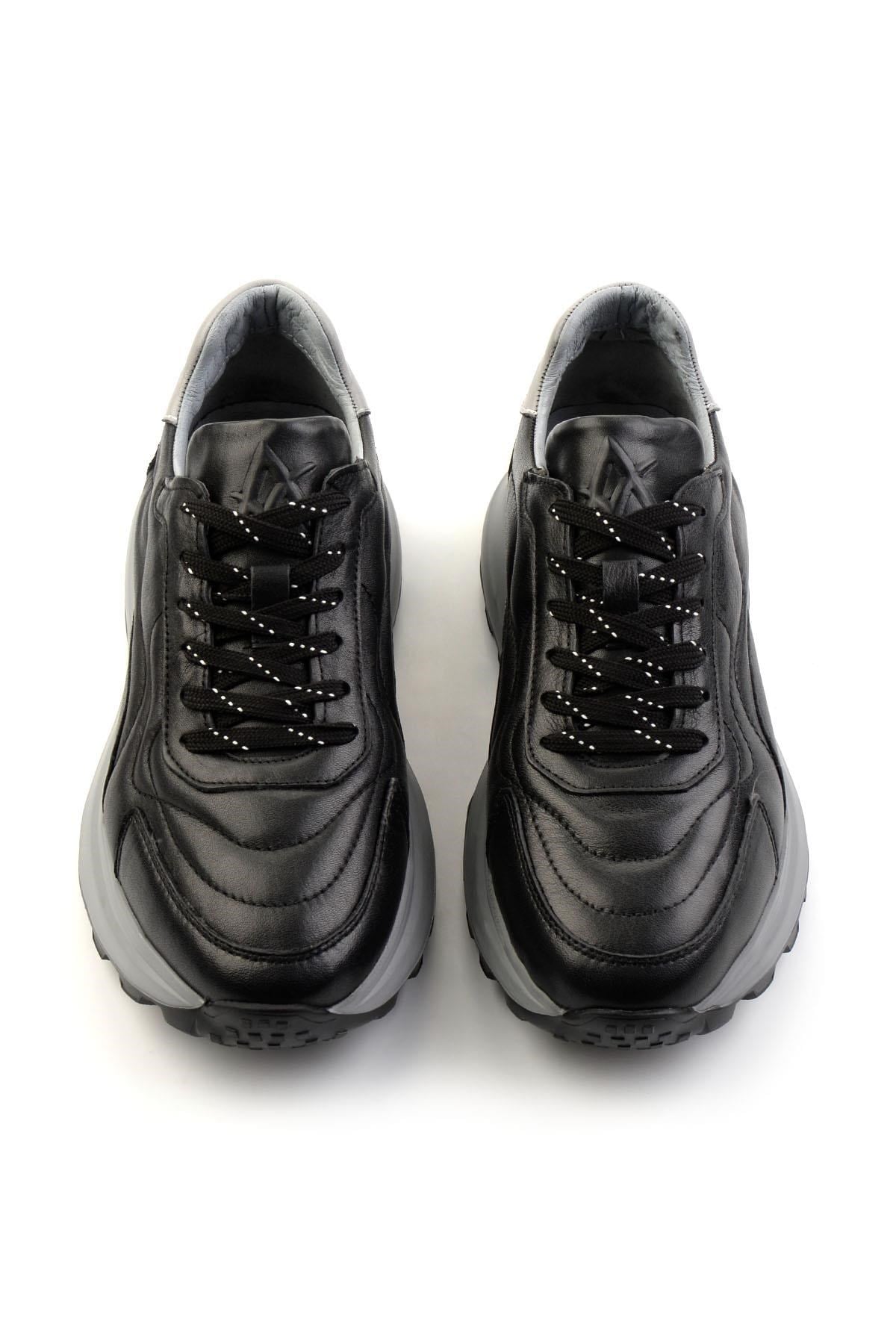 Siyah Hakiki Deri Erkek Sneaker E01347071943