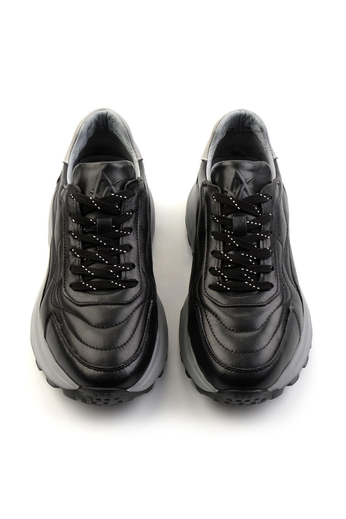 Siyah Hakiki Deri Erkek Sneaker E01347071943