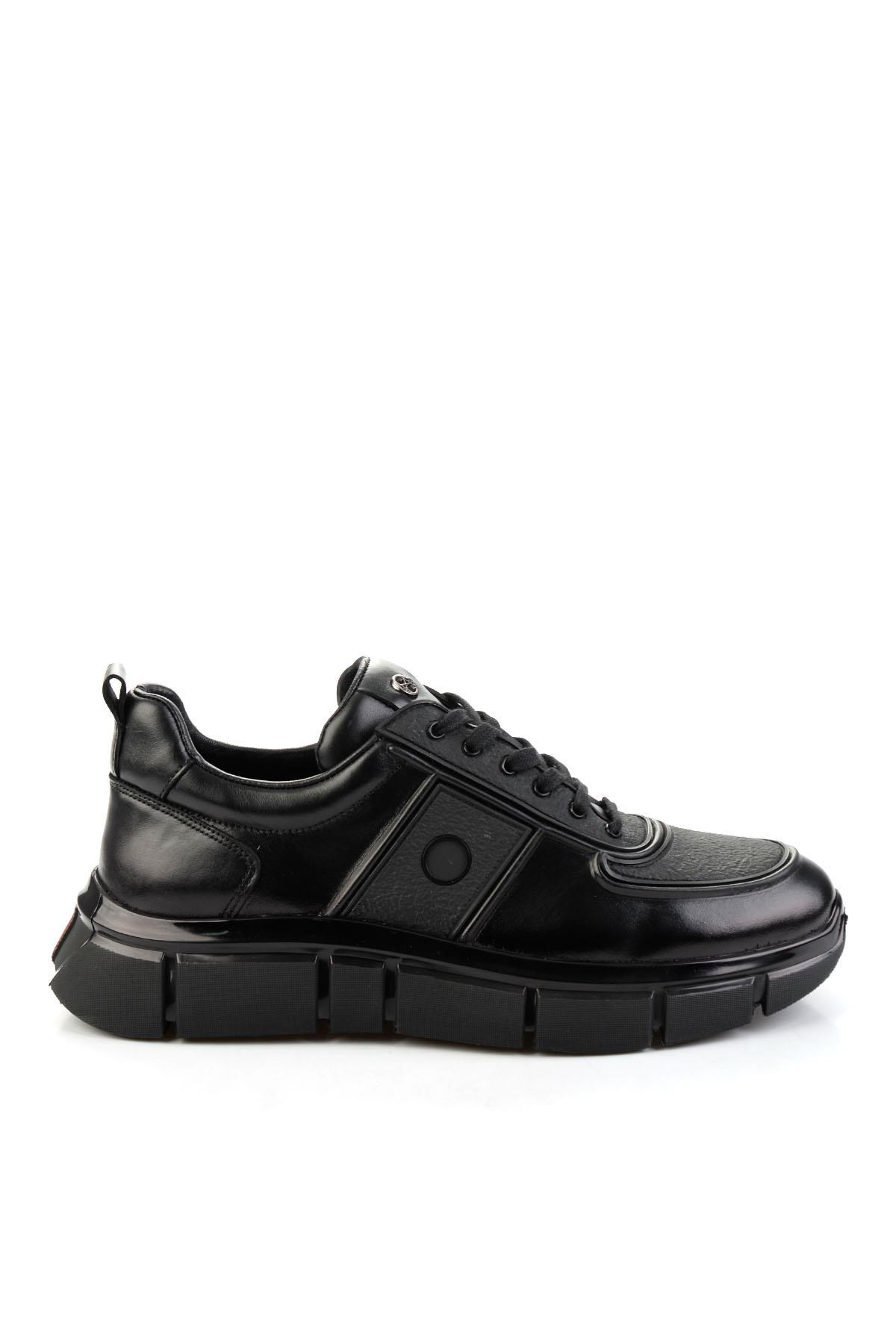 Siyah Hakiki Deri Erkek Sneaker E01398013541