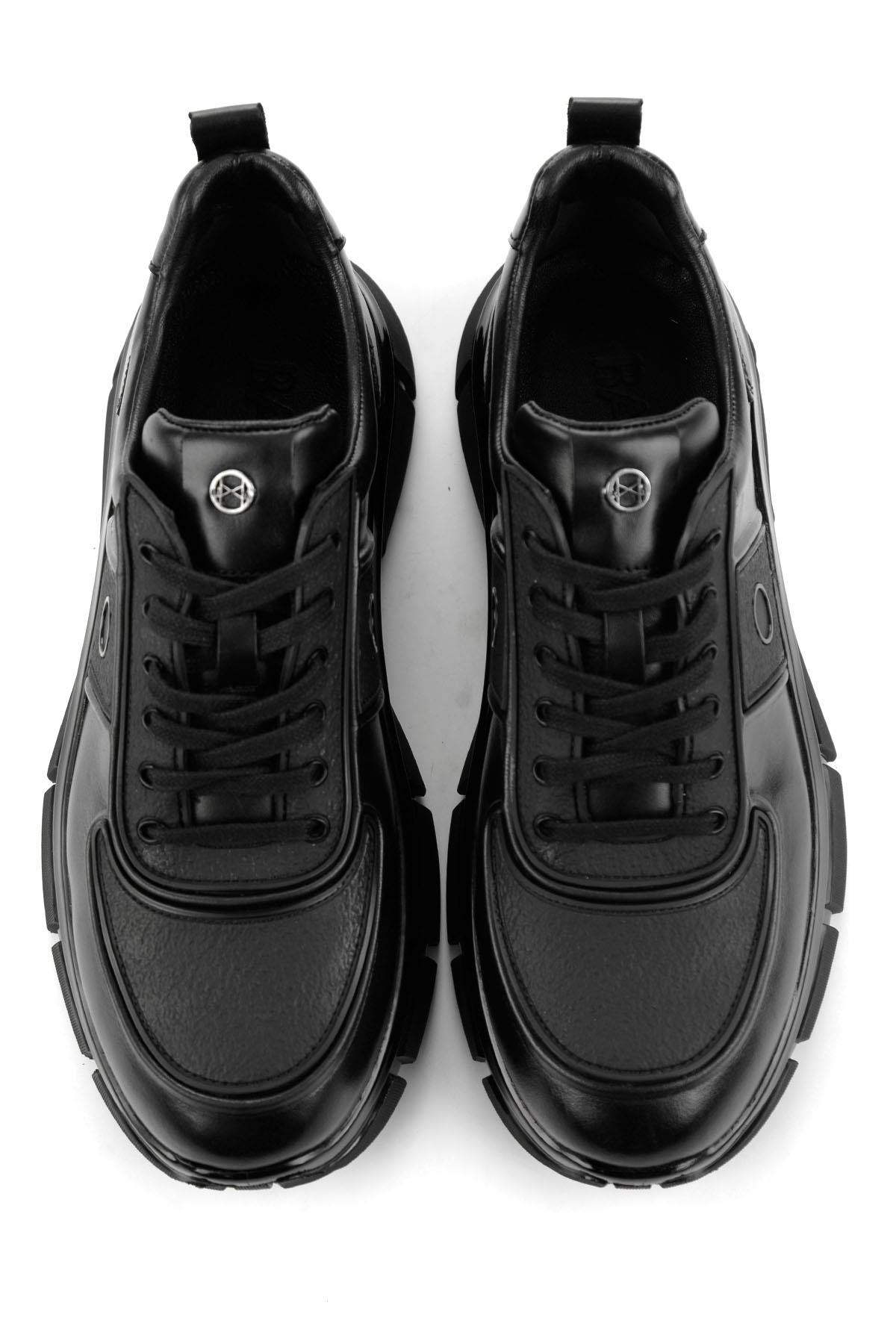 Siyah Hakiki Deri Erkek Sneaker E01398013541