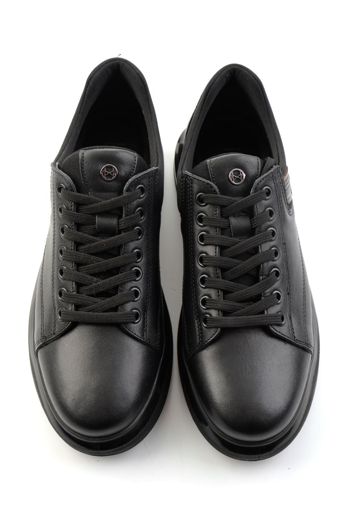Siyah Hakiki Deri Erkek Sneaker E01398142843