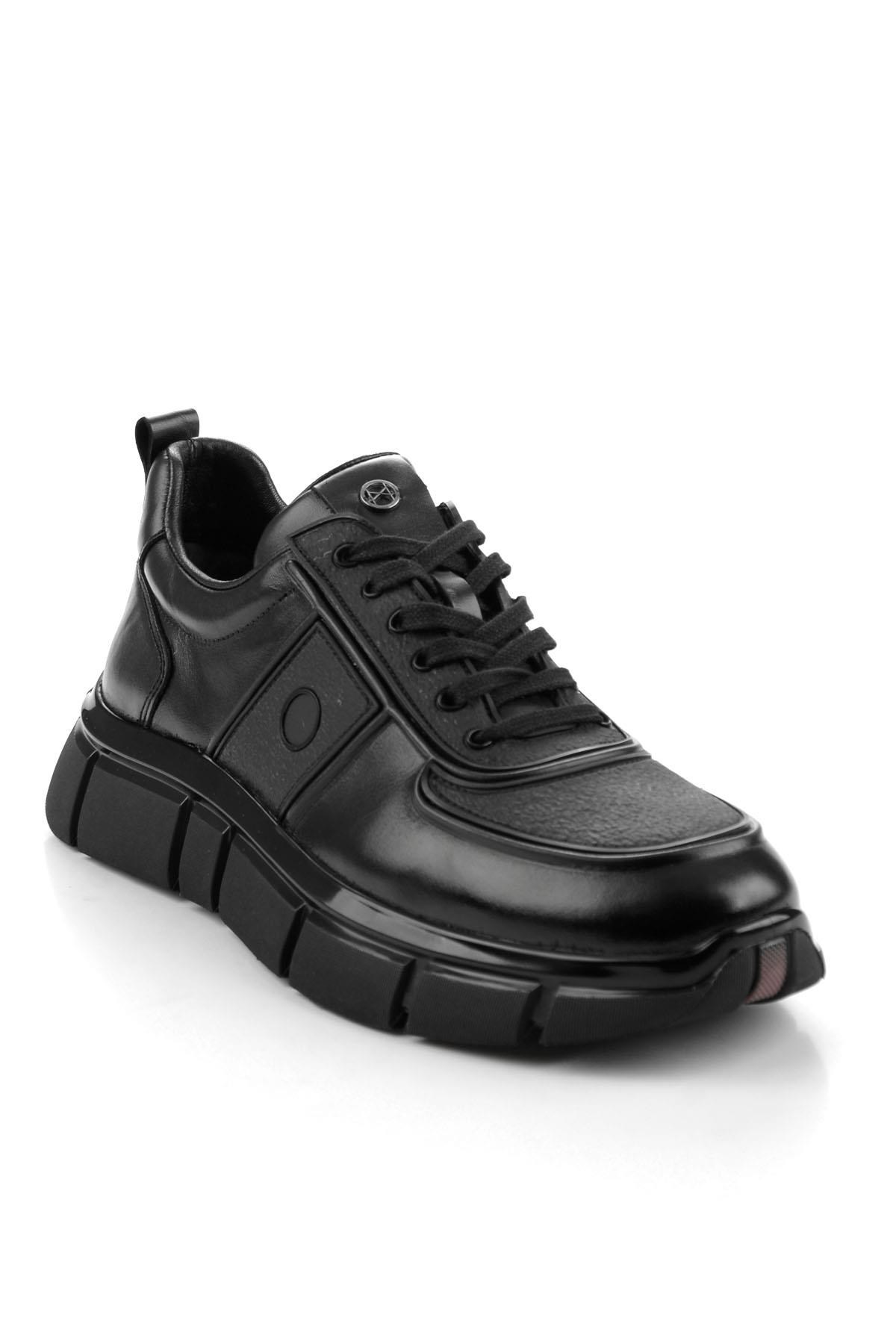 Siyah Hakiki Deri Erkek Sneaker E01398013541