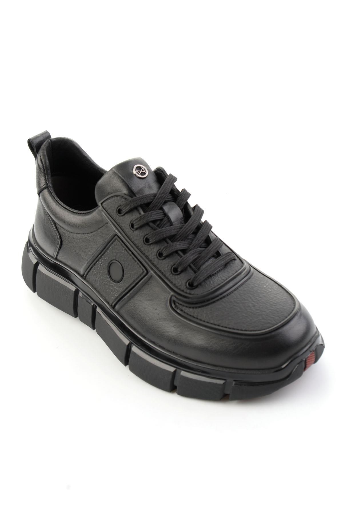 Siyah Hakiki Deri Erkek Sneaker E01398013541
