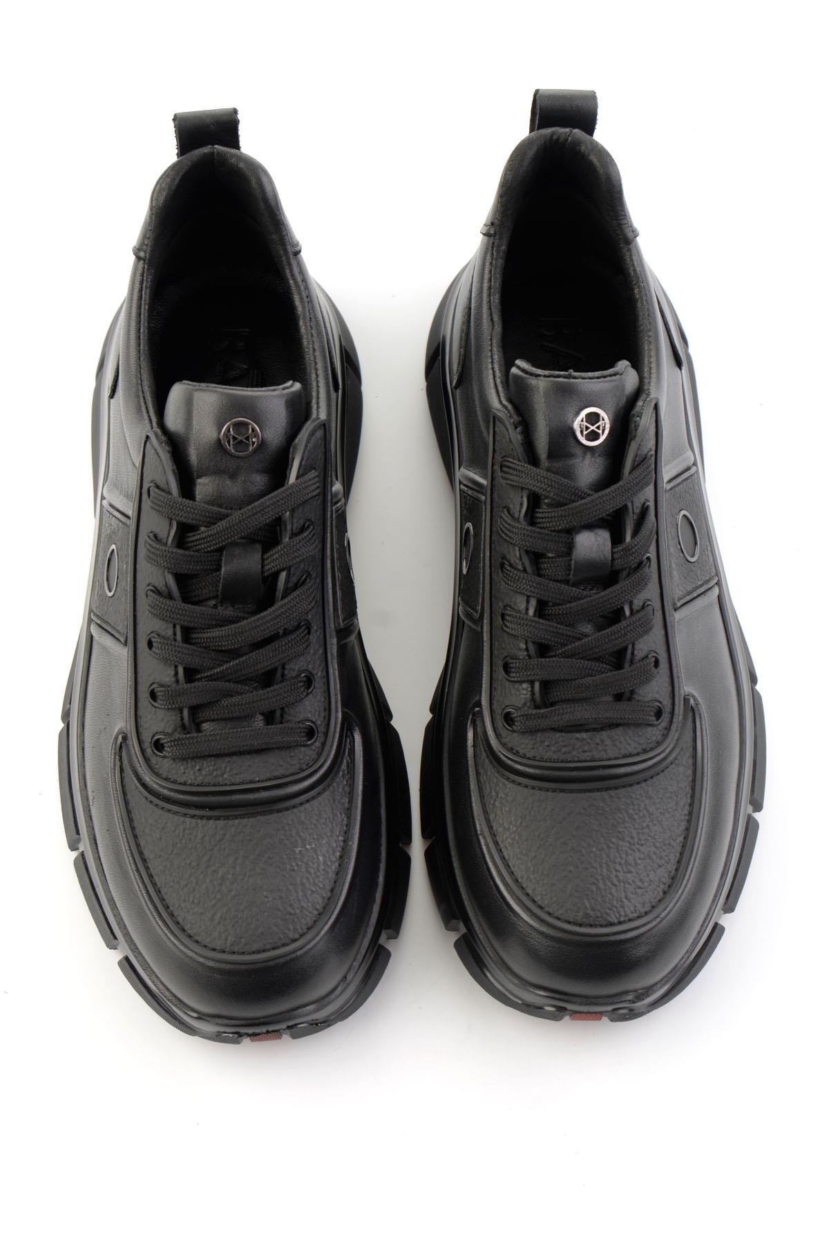 Siyah Hakiki Deri Erkek Sneaker E01398013541