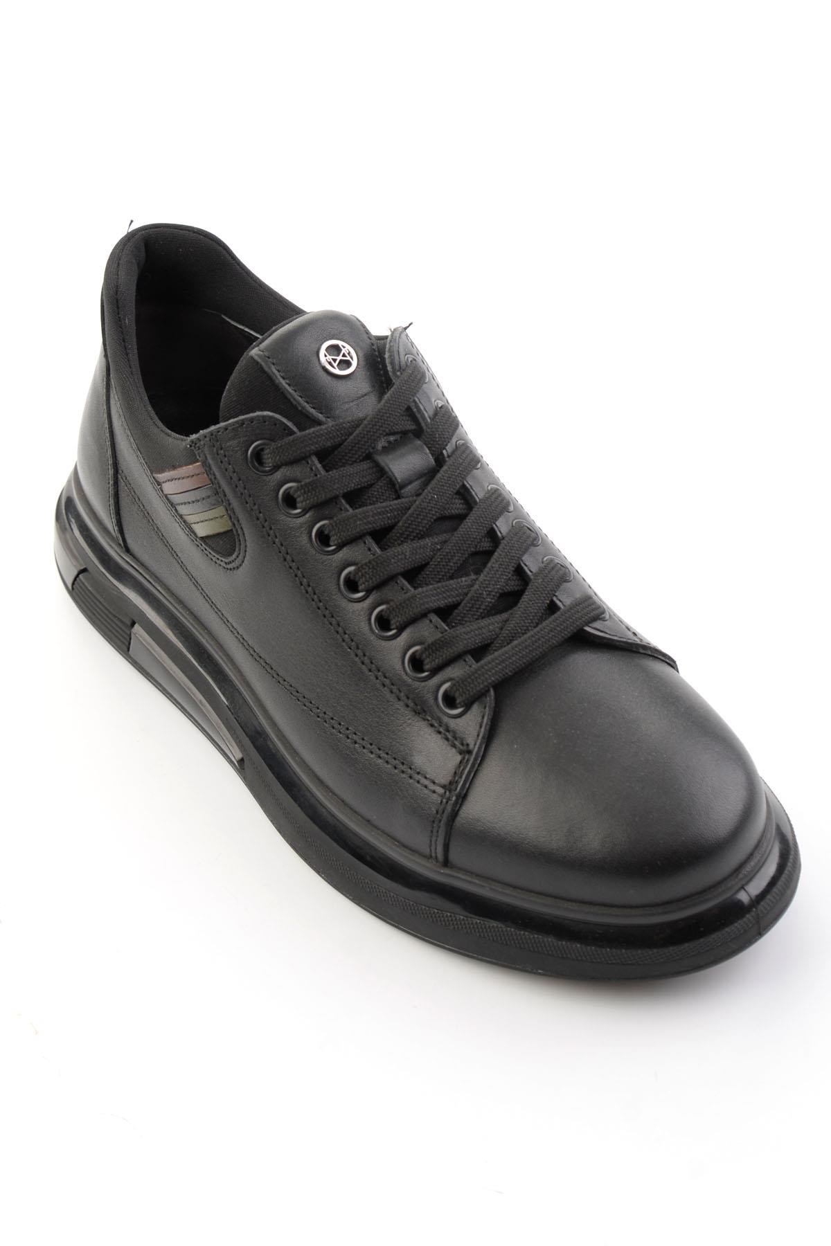 Siyah Hakiki Deri Erkek Sneaker E01398142843