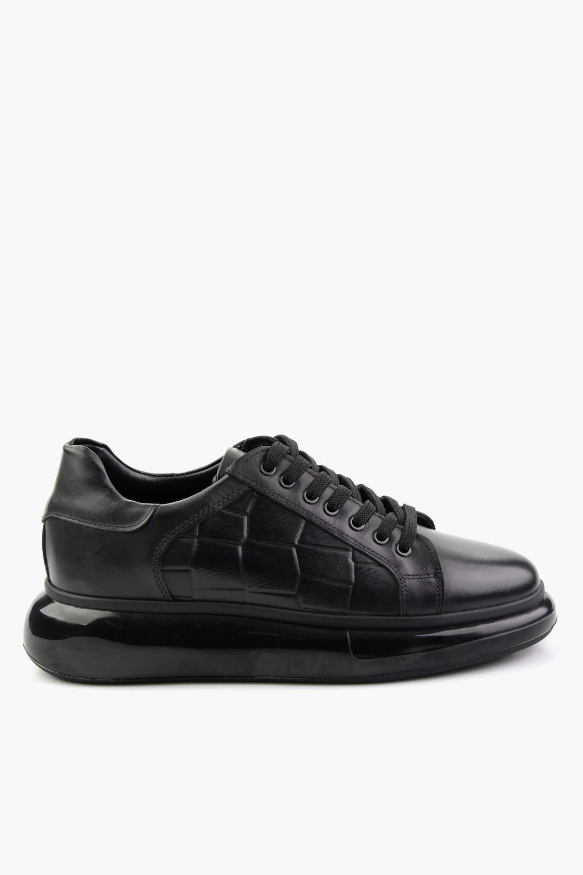 Siyah Hakiki Deri Erkek Sneaker E01401099841