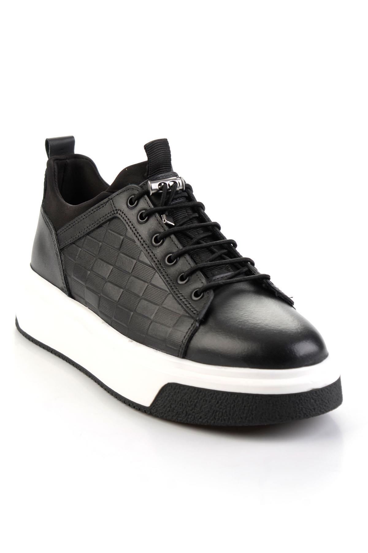 Siyah Hakiki Deri Erkek Sneaker E01401021343