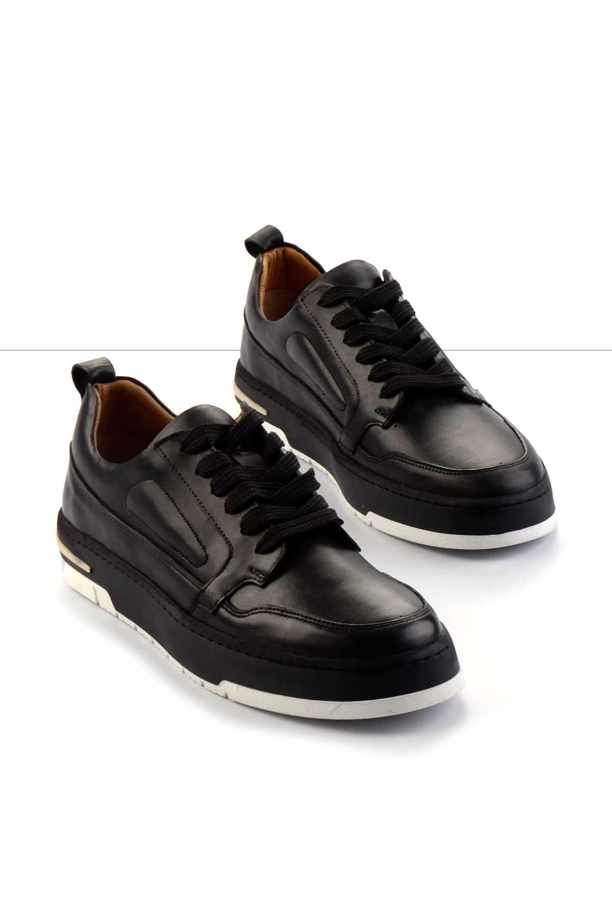 Siyah Hakiki Deri Erkek Sneaker E01463410603