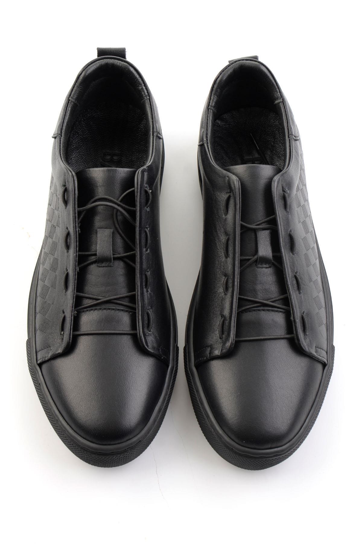 Siyah Hakiki Deri Erkek Sneaker E01535125703