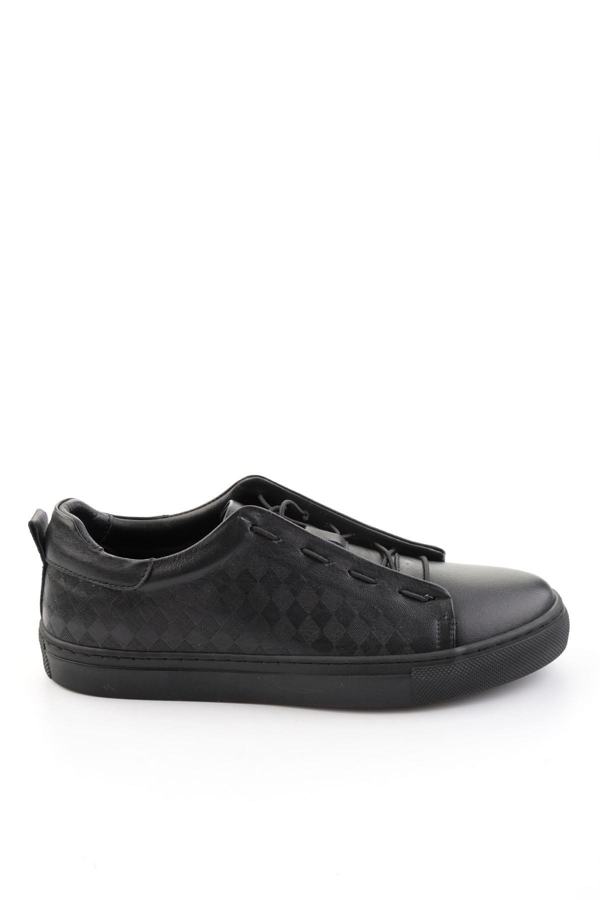 Siyah Hakiki Deri Erkek Sneaker E01535125703