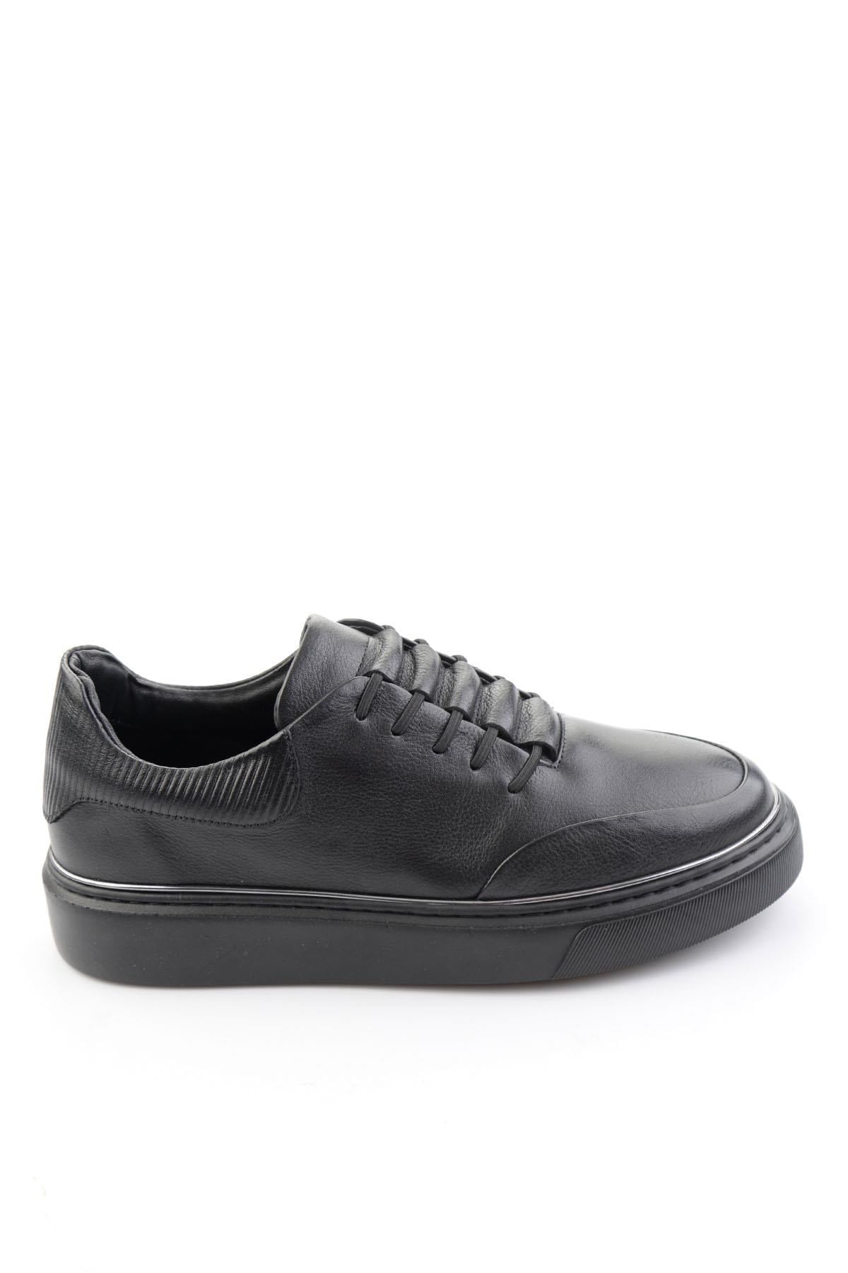 Siyah Hakiki Deri Erkek Sneaker E01585127543