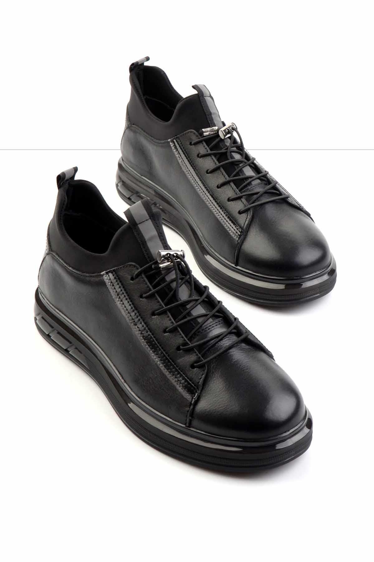 Siyah Hakiki Deri Erkek Sneaker E01585756540