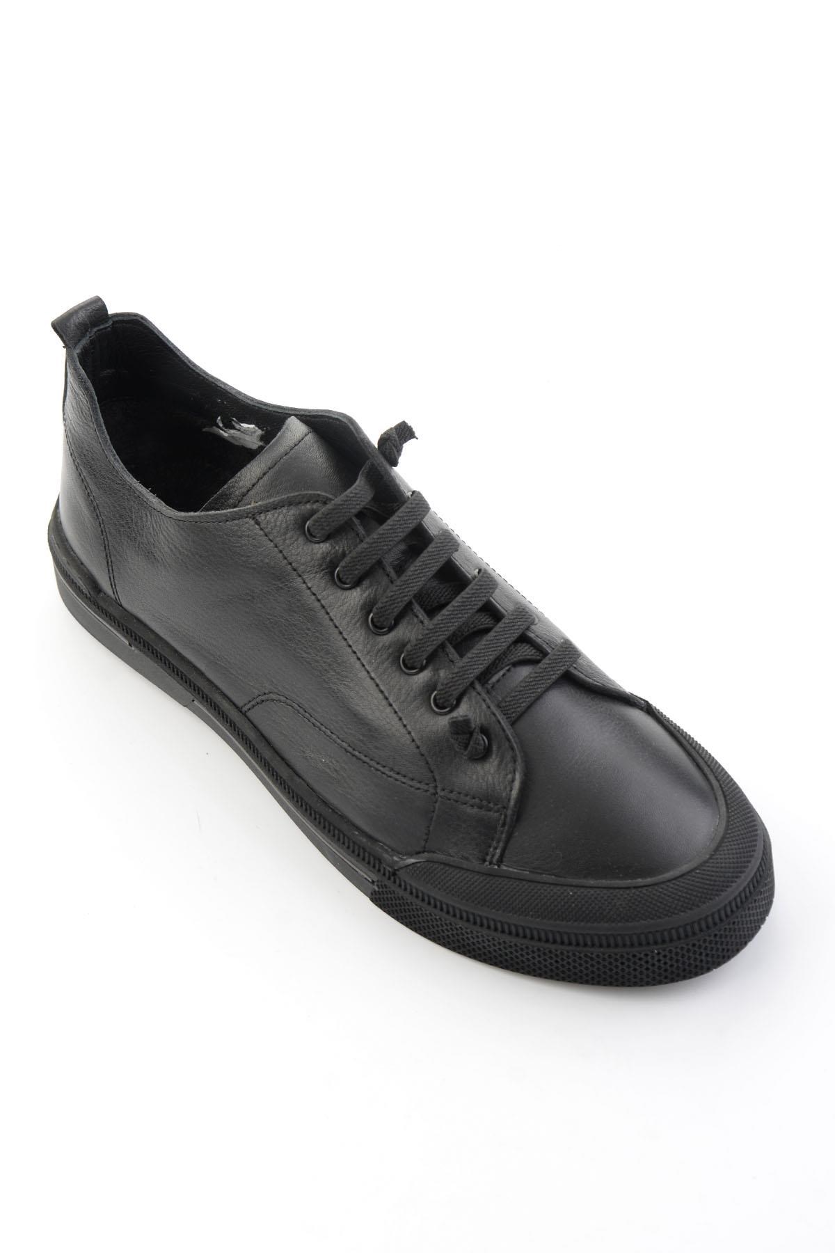 Siyah Hakiki Deri Erkek Sneaker E01585773443
